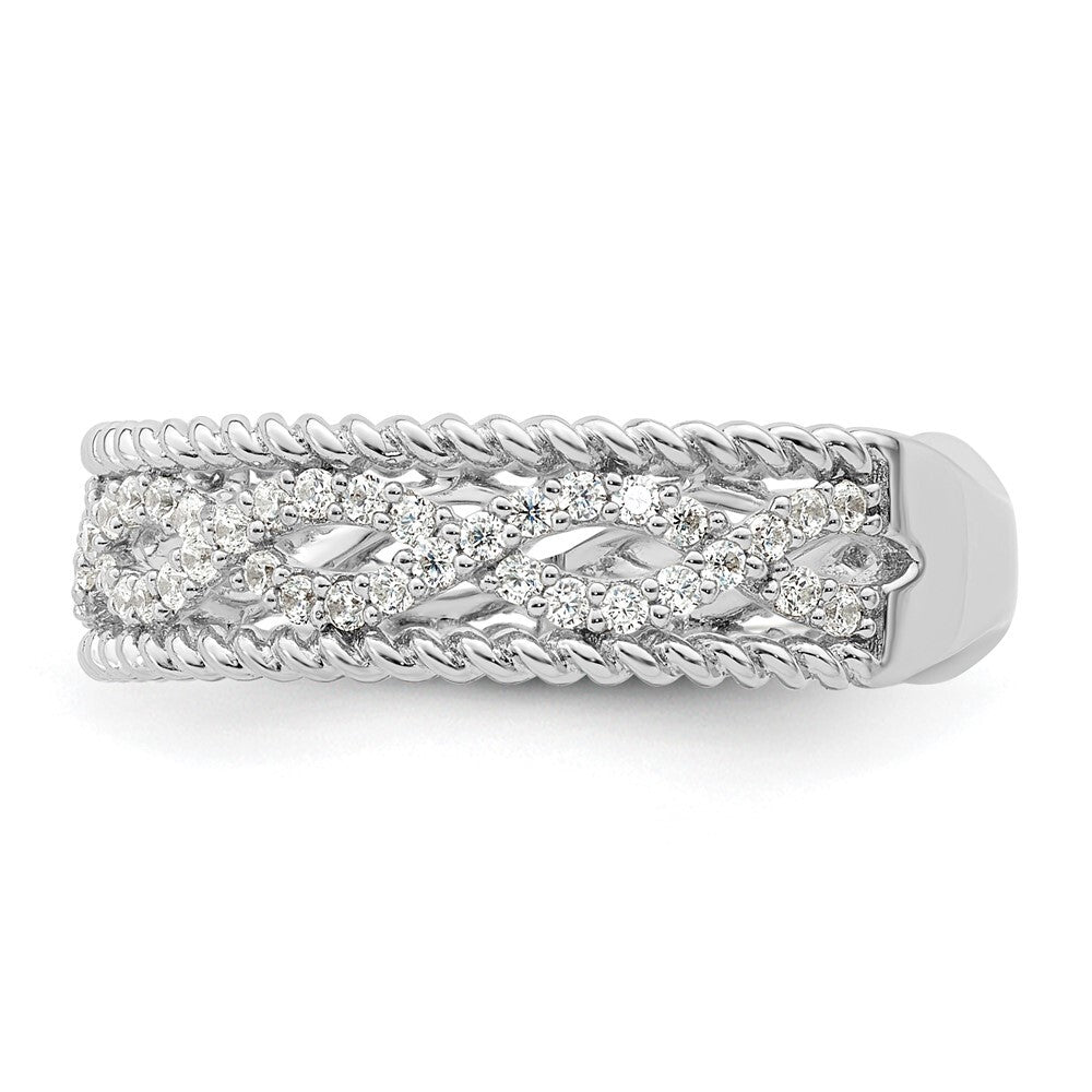 Sterling Silver Rhodium plated CZ Band Size 7