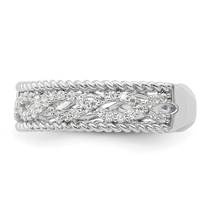 Sterling Silver Rhodium plated CZ Band Size 7
