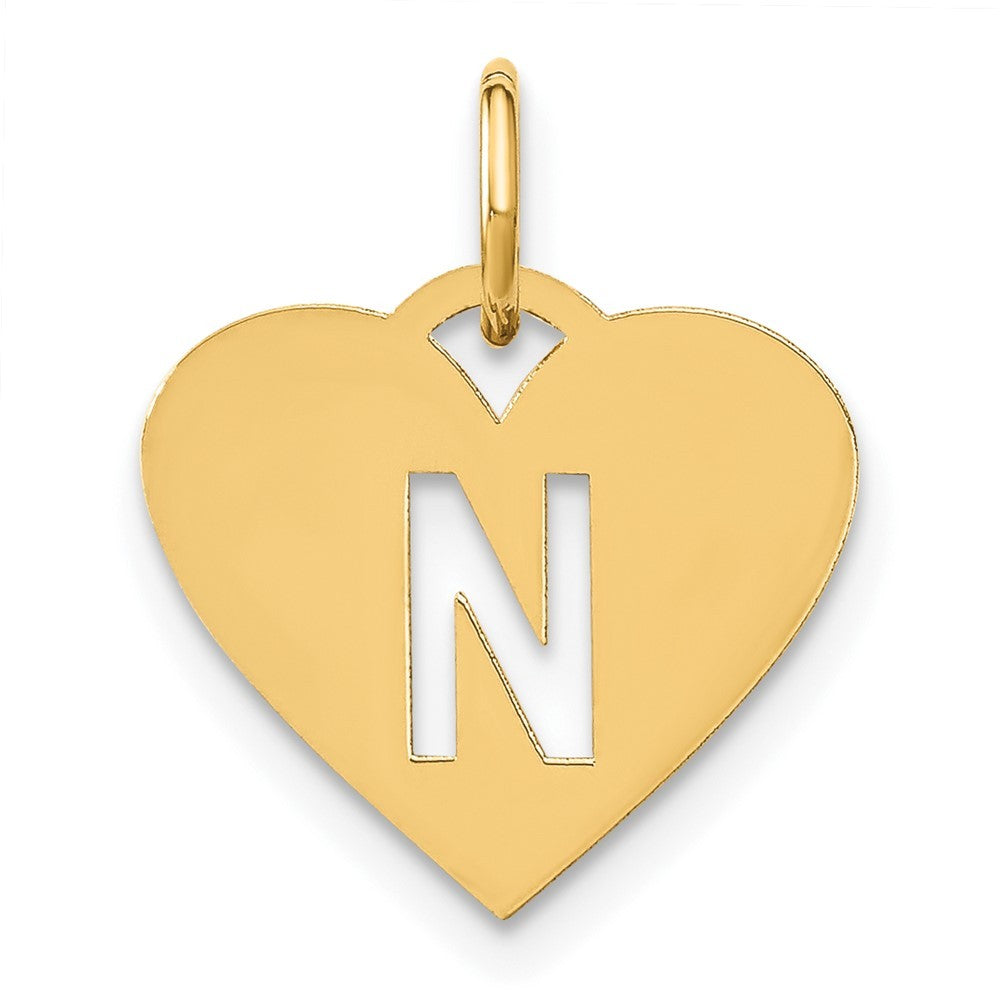 14k Yellow Gold Initial Letter N Initial Charm Pendant