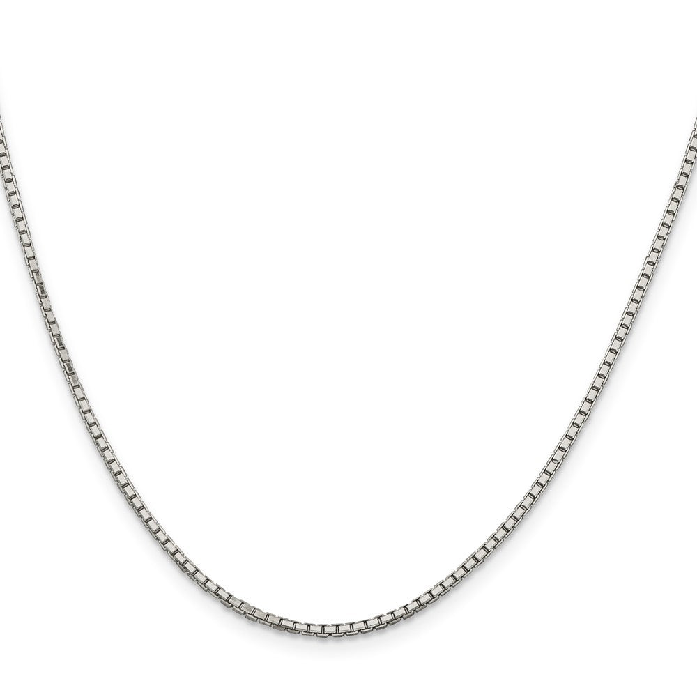 Sterling Silver Rhodium 1.7mm 8 Sided Diamond-Cut Mirror Box Chain Necklace