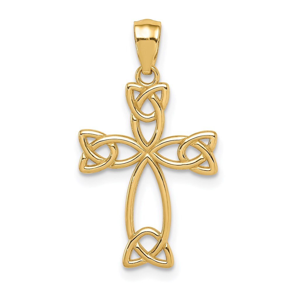 14k Yellow Gold Celtic Knot Cross Pendant for Women