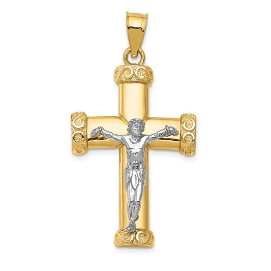 14k Two-tone Gold Crucifix Pendant for Women