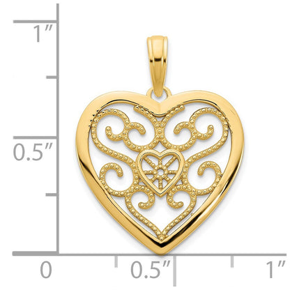 14k Yellow Gold Fancy Heart Pendant for Women