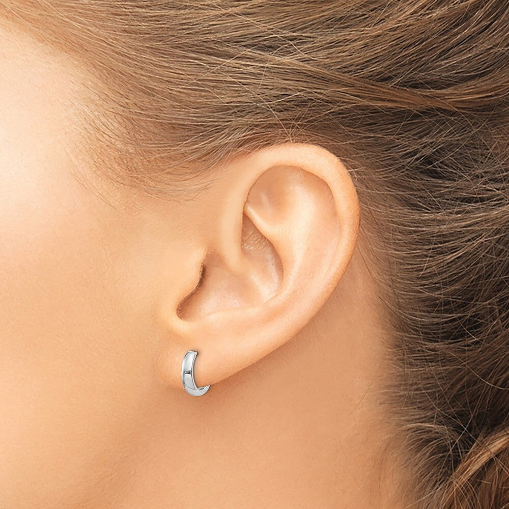 14k White Gold Round Hinged Hoop Earrings Gift for Women