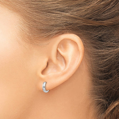 14k White Gold Round Hinged Hoop Earrings Gift for Women