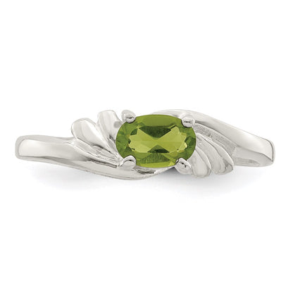 Sterling Silver Lime Green Oval Cubic Zirconia Ring Size 6