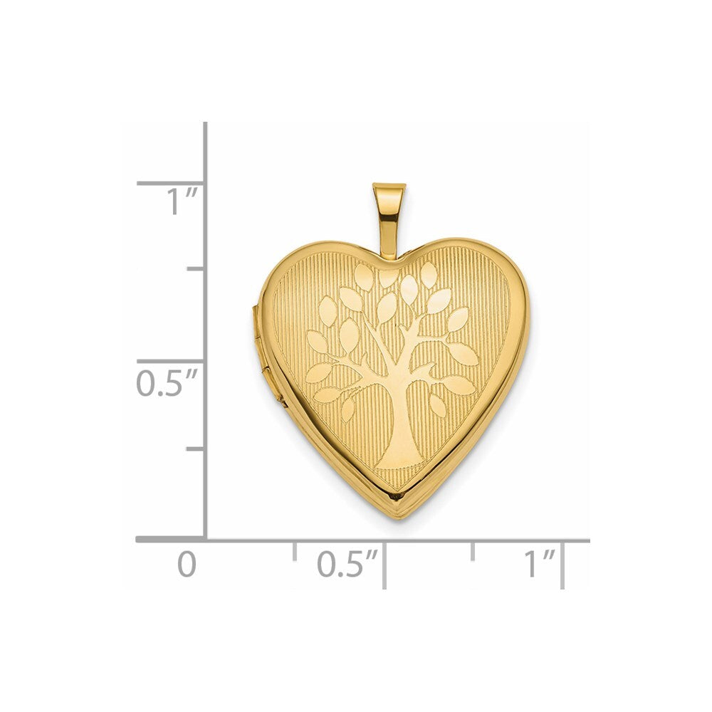 14k Yellow Gold 20mm Tree Heart Locket Pendant for Women