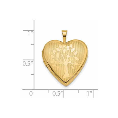 14k Yellow Gold 20mm Tree Heart Locket Pendant for Women