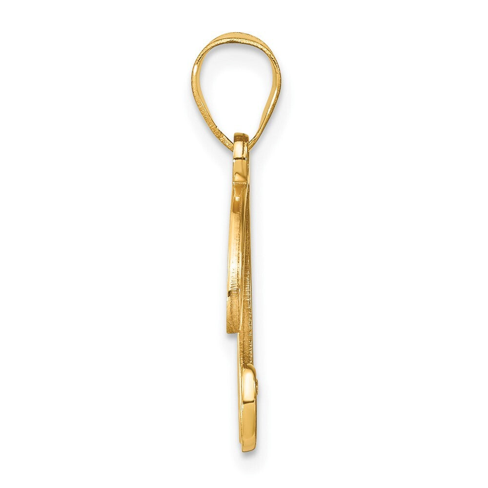 14k Yellow Gold Script Letter B Initial Pendant with Diamond for Women