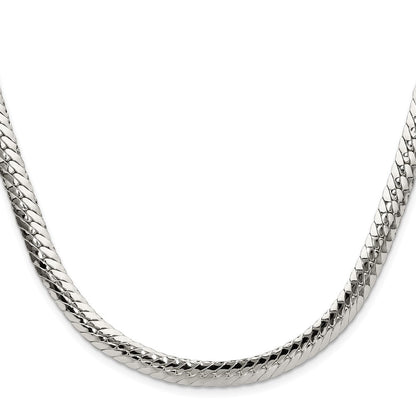 Sterling Silver Polished 6.25mm Double Oval Flat Chain Necklace