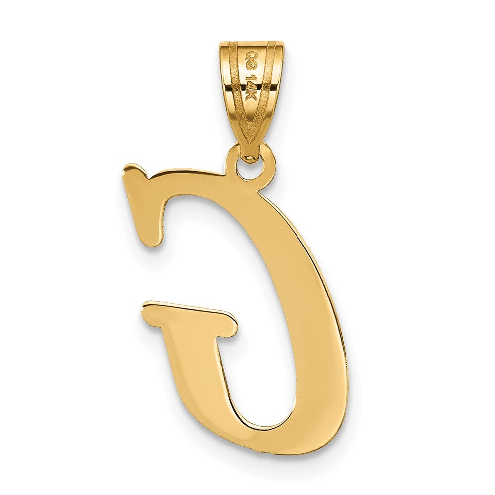 14k Yellow Gold Polished Letter G Initial Pendant for Women