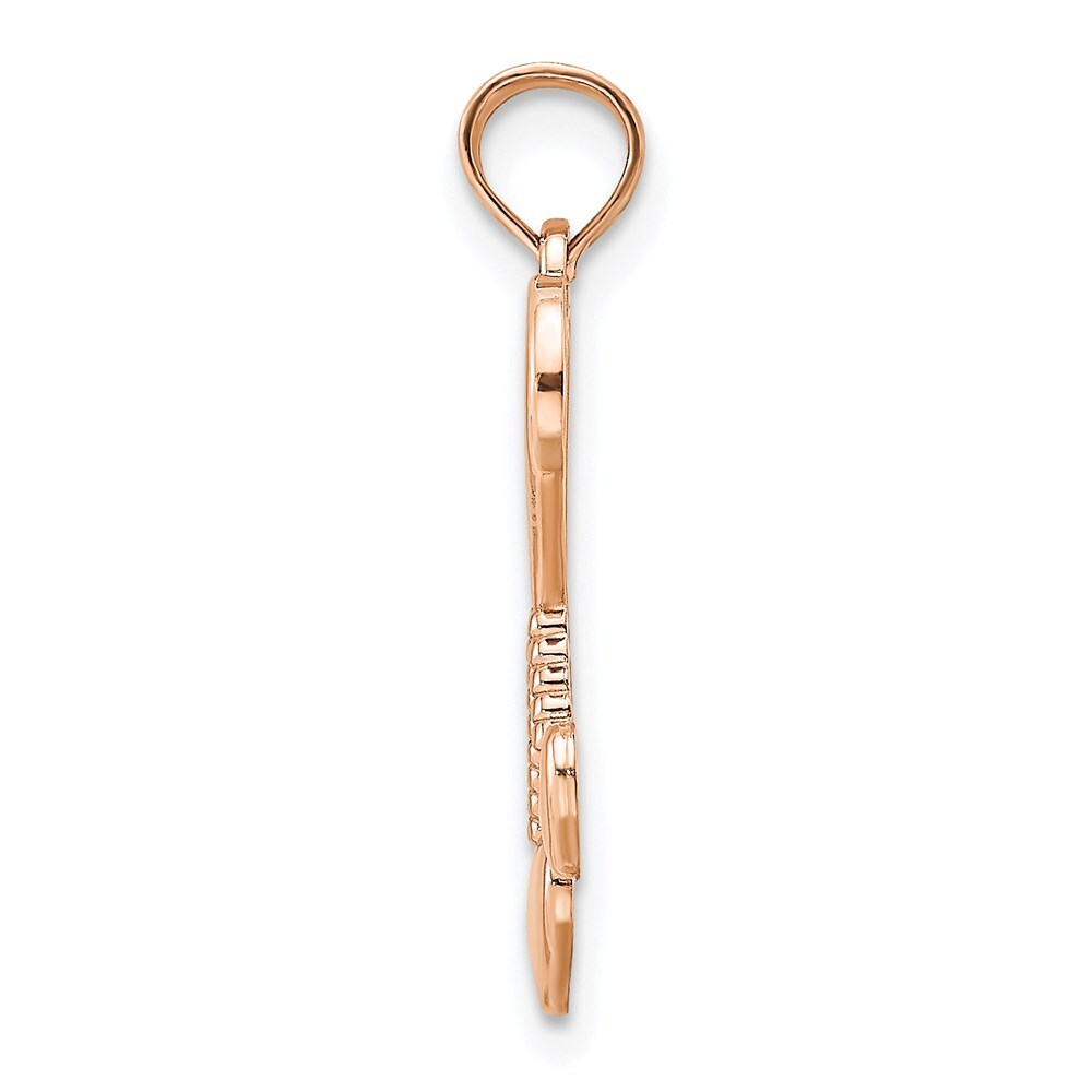 14k Rose Gold Rose Polished Tassle Hearts Pendant for Women