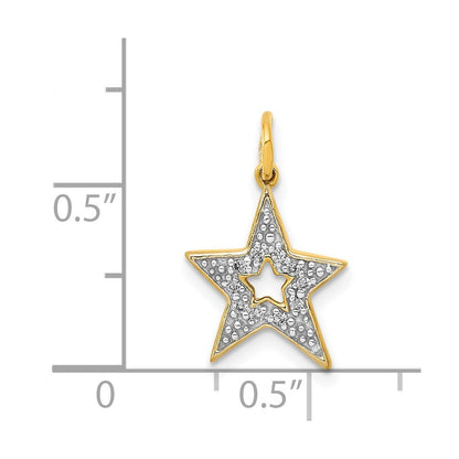 14k Yellow Gold Diamond Star Charm Pendant for Women