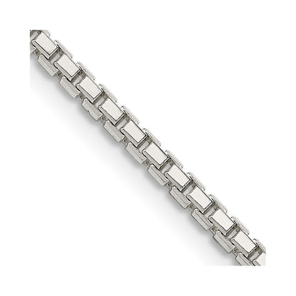 Sterling Silver 2mm 8 Sided Diamond-cut Box Chain Necklace