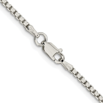 Sterling Silver Rhodium-plated 2mm Diamond-cut Round Box Chain Necklace