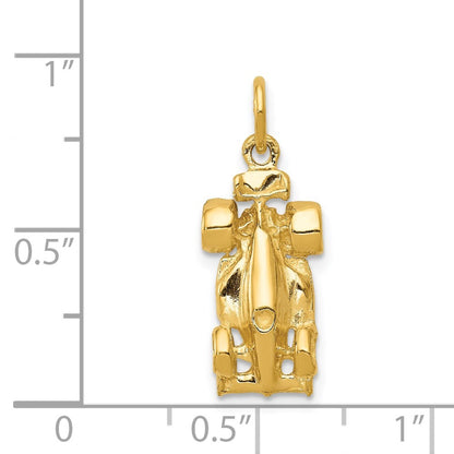 14k Yellow Gold 3-D Race Car Charm Pendant