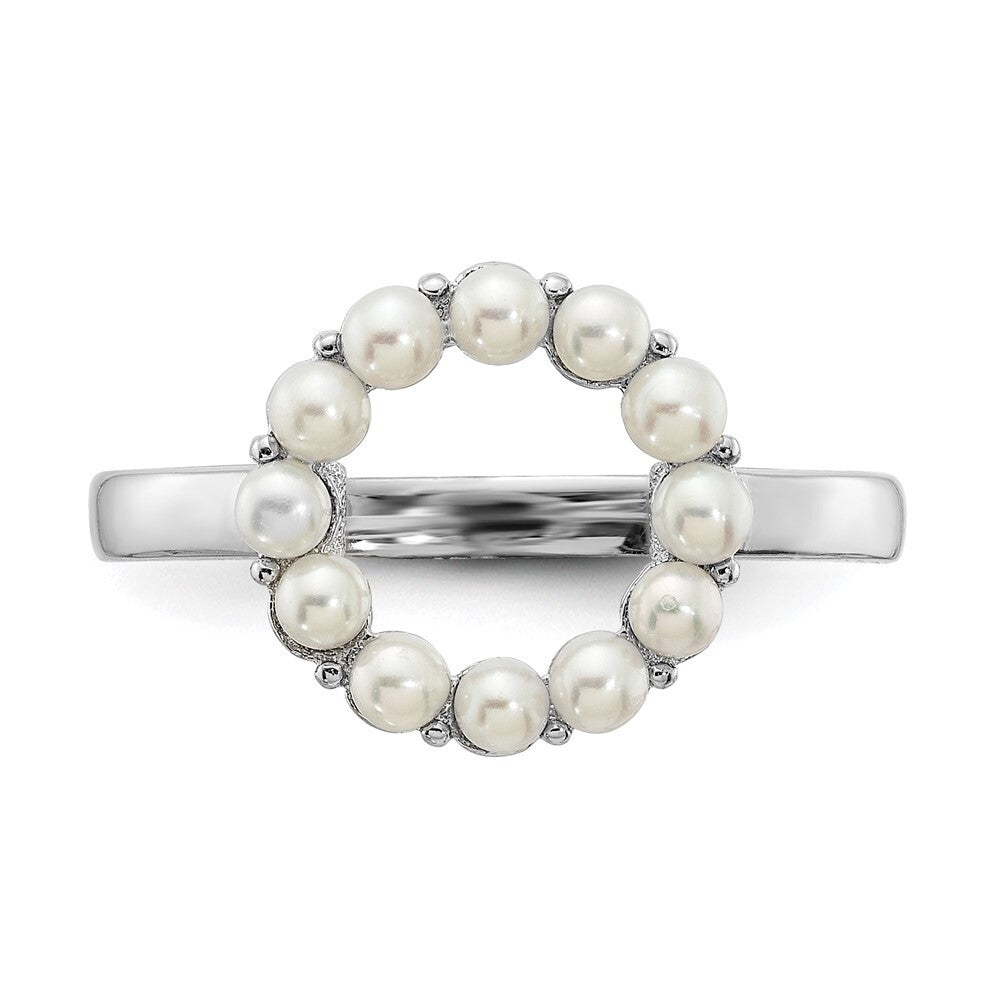Sterling Silver 2-2.5mm White Button Freshwater Cultured Pearl Ring Size 8