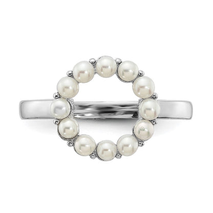 Sterling Silver 2-2.5mm White Button Freshwater Cultured Pearl Ring Size 8