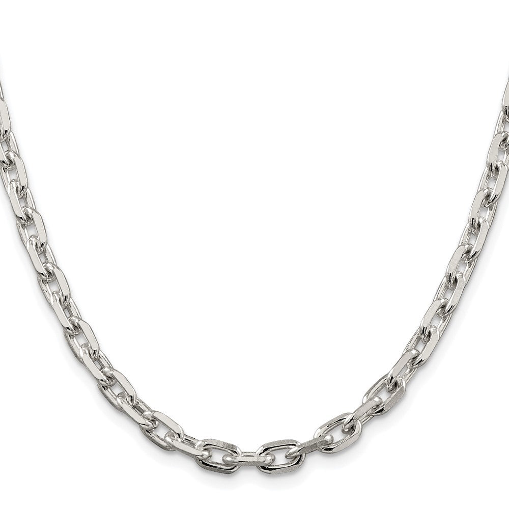Sterling Silver Rhodium-plated 5.4mm Beveled Oval Cable Chain Necklace