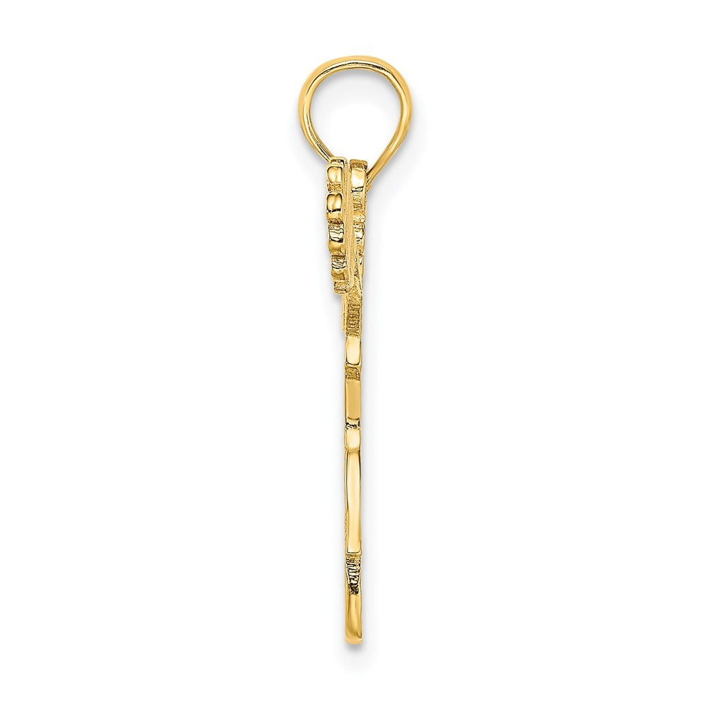 14k Yellow Gold Cheerleader Jumping with Pom-Pom's Charm