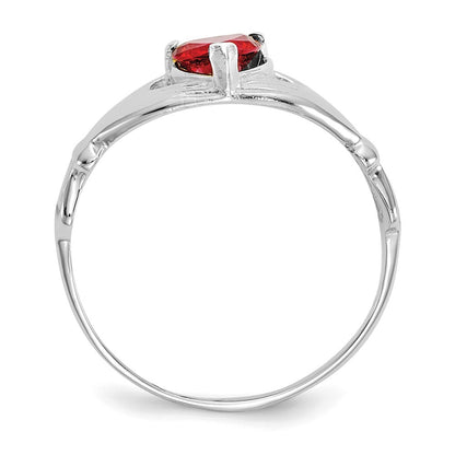 14k White Gold CZ January Birthstone Claddagh Heart Ring