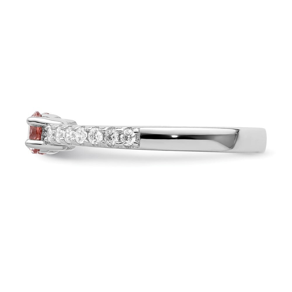 Sterling Silver Rhodium-plated Pink CZ Ring Size 7