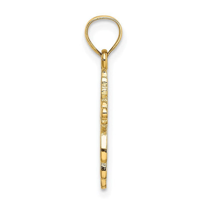 14k Yellow Gold Solid Polished and Textured Cross Charm Pendant for Women