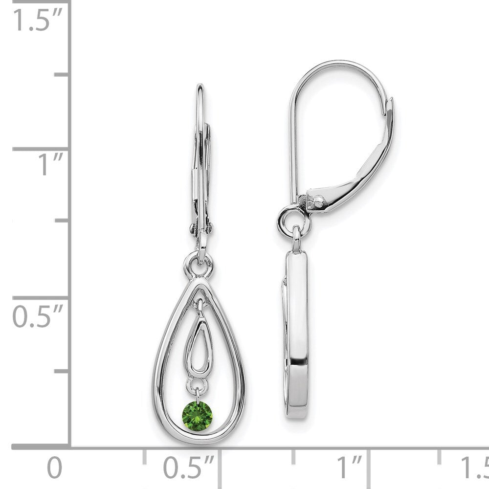 14k White Gold Green Diamond Leverback Drop & Dangle Earrings