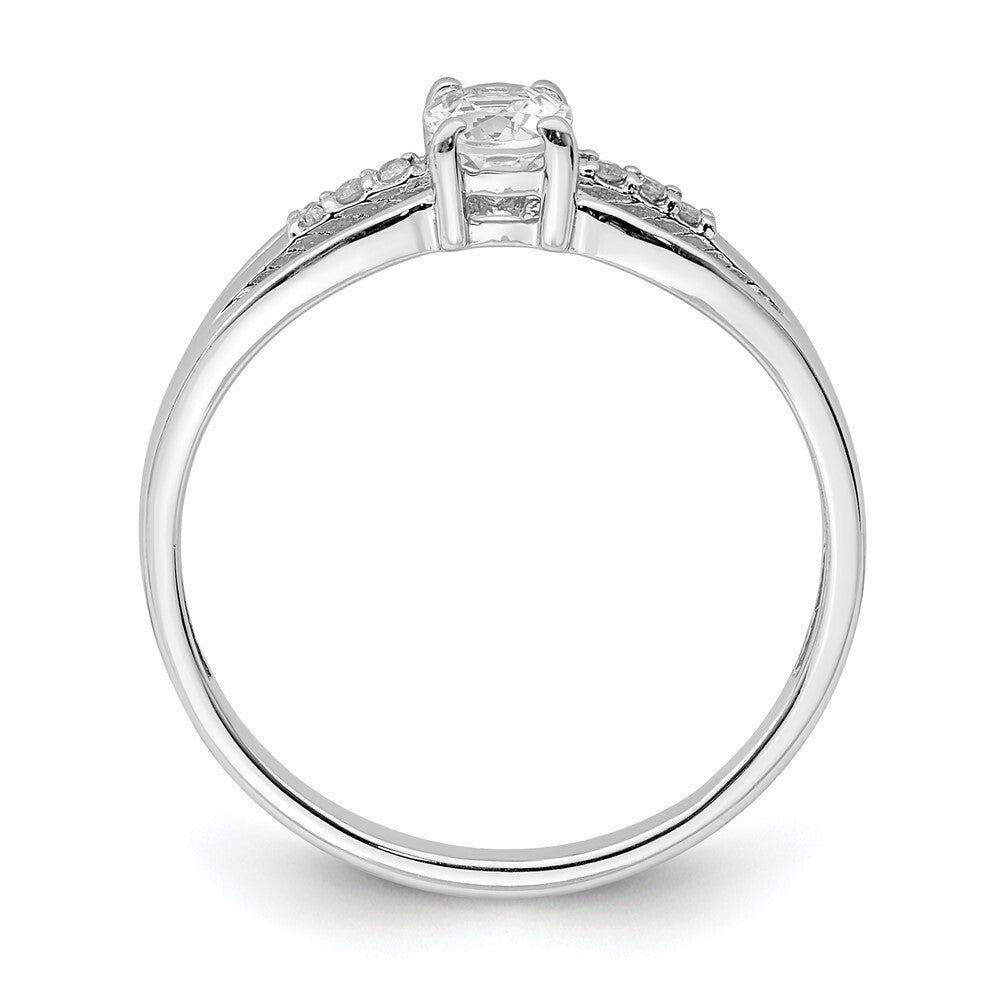 Sterling Silver Rhod-plated Diamond White Topaz Ring Size 8