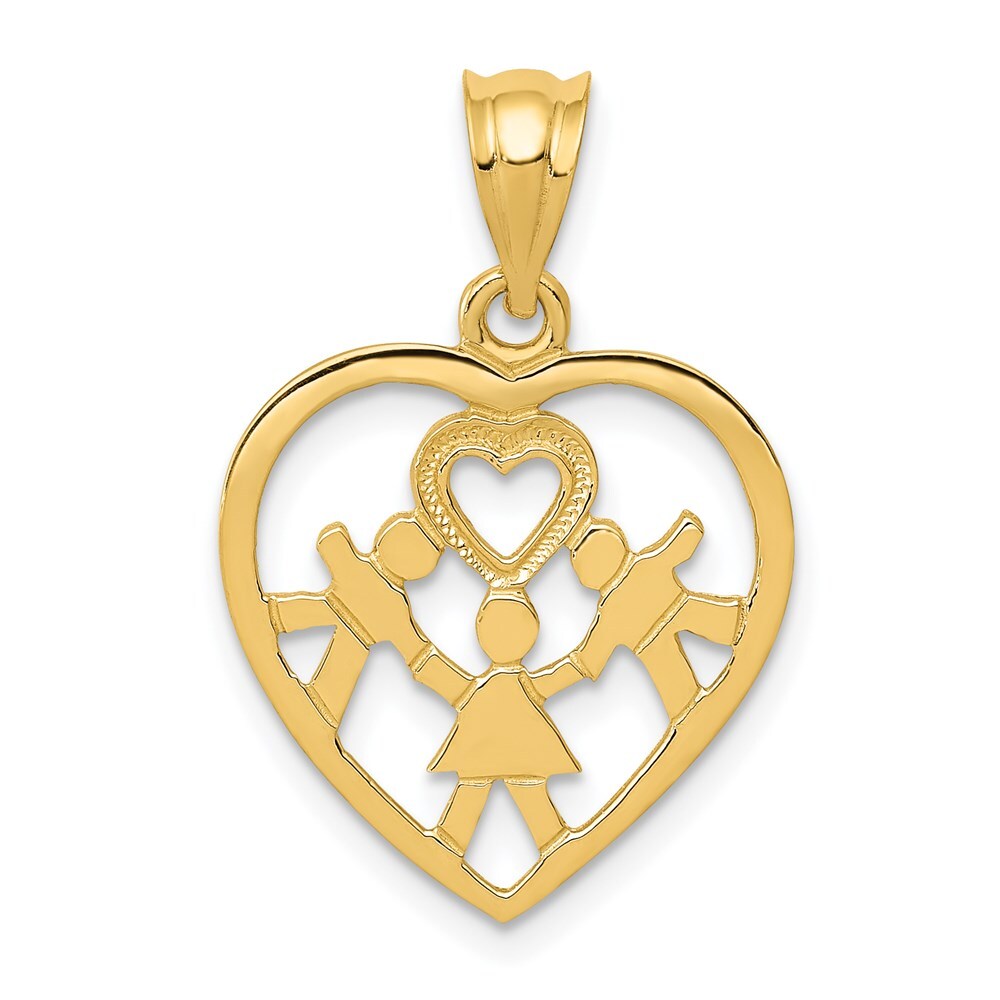 14k Yellow Gold Heart Charm Pendant for Women