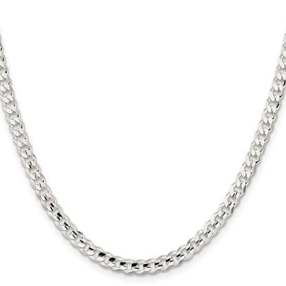Sterling Silver Rhodium-plated 4.5mm Concave Beveled Curb Chain Necklace
