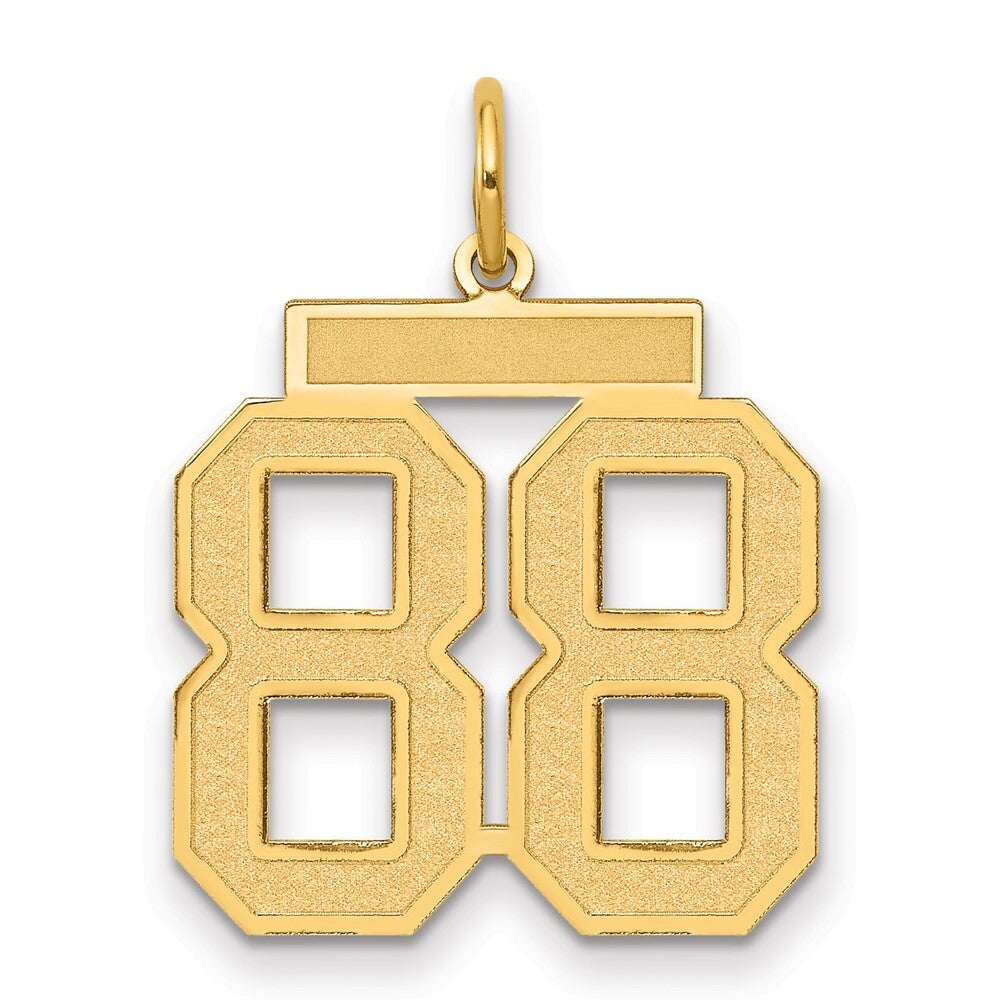 14k Yellow Gold Medium Satin Number 88 Charm Pendant for Women