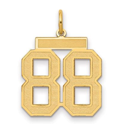 14k Yellow Gold Medium Satin Number 88 Charm Pendant for Women