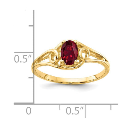 14K Yellow Gold 6x4mm Oval Created Ruby ring