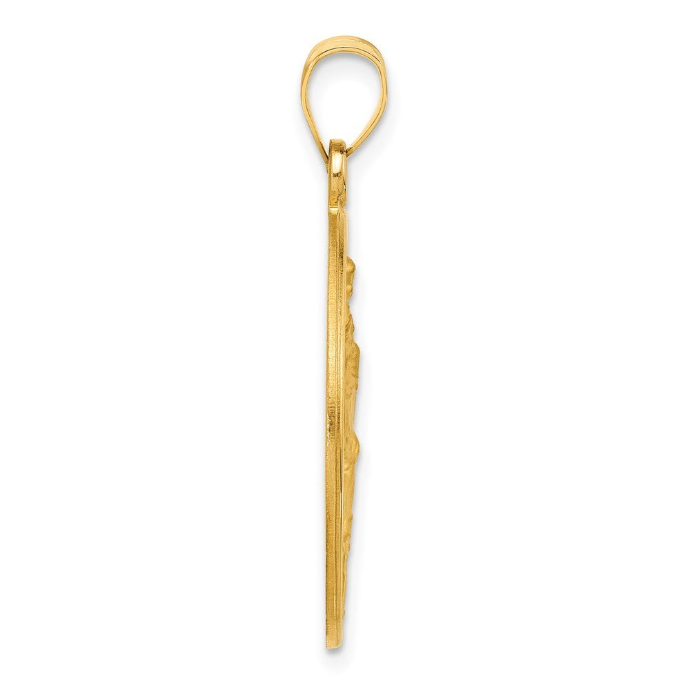 14k Yellow Gold Polished and Satin Solid St. Christopher Medal