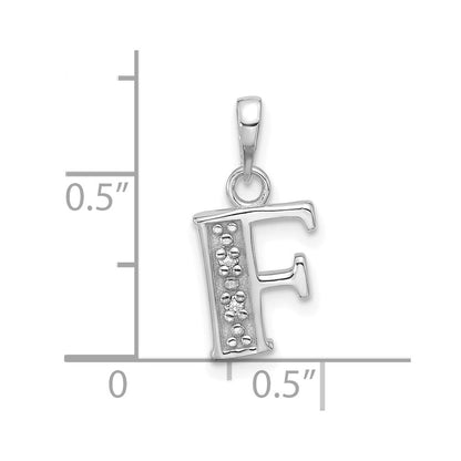 14k White Gold Diamond Letter F Initial Pendant