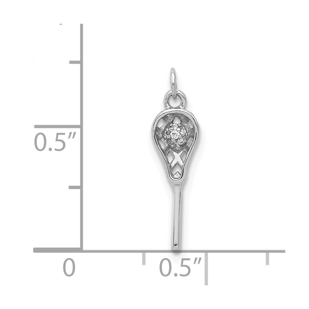 14k White Gold Diamond Lacrosse Stick Pendant for Women