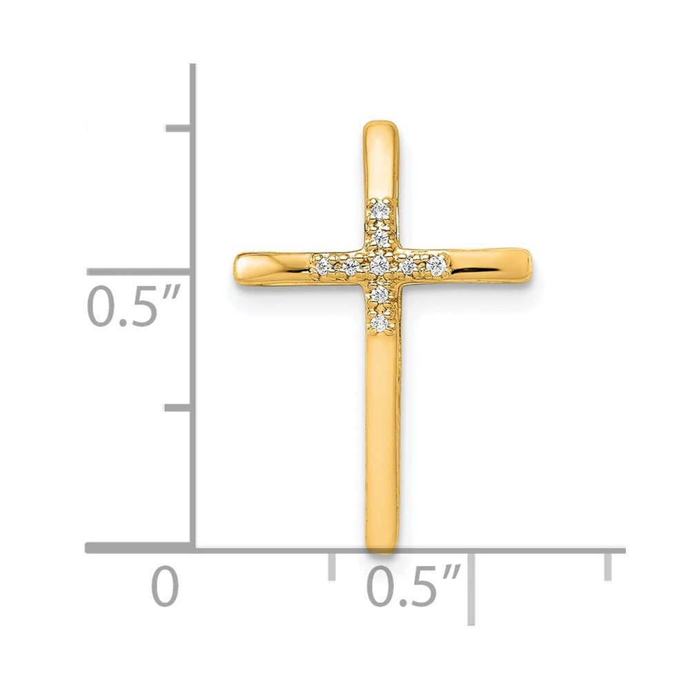 14k Yellow Gold .03ct. Diamond Cross Chain Slide Pendant for Women