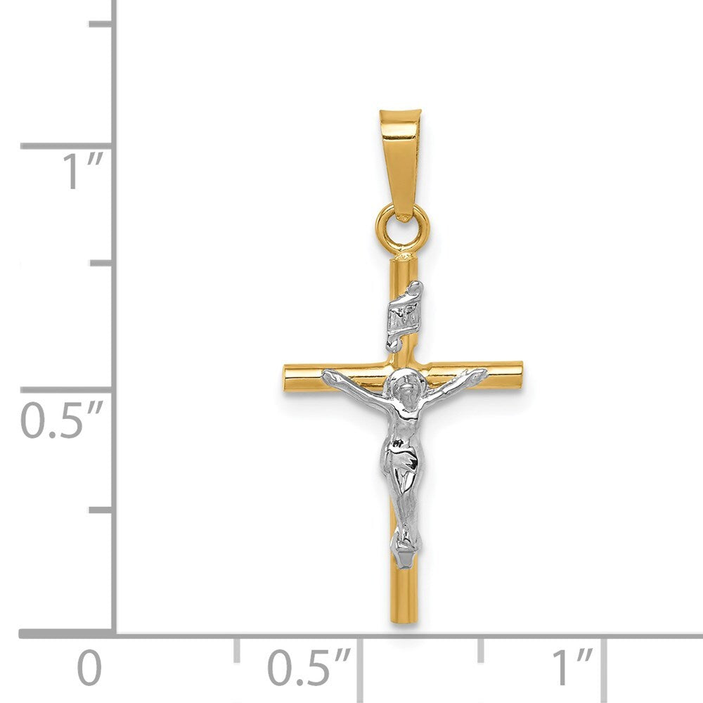 14k Two-tone Gold INRI Crucifix Pendant for Women