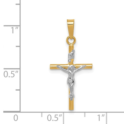 14k Two-tone Gold INRI Crucifix Pendant for Women