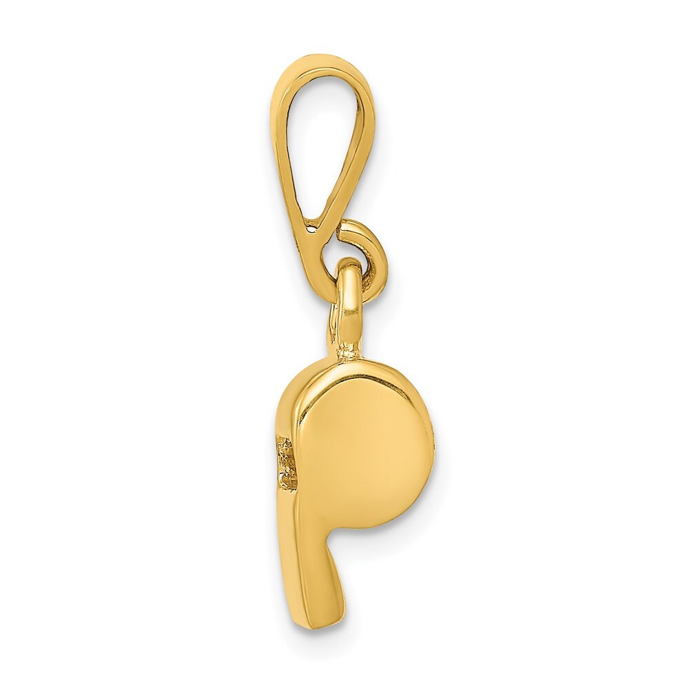 14k Yellow Gold 3D Sports Whistle Pendant for Women