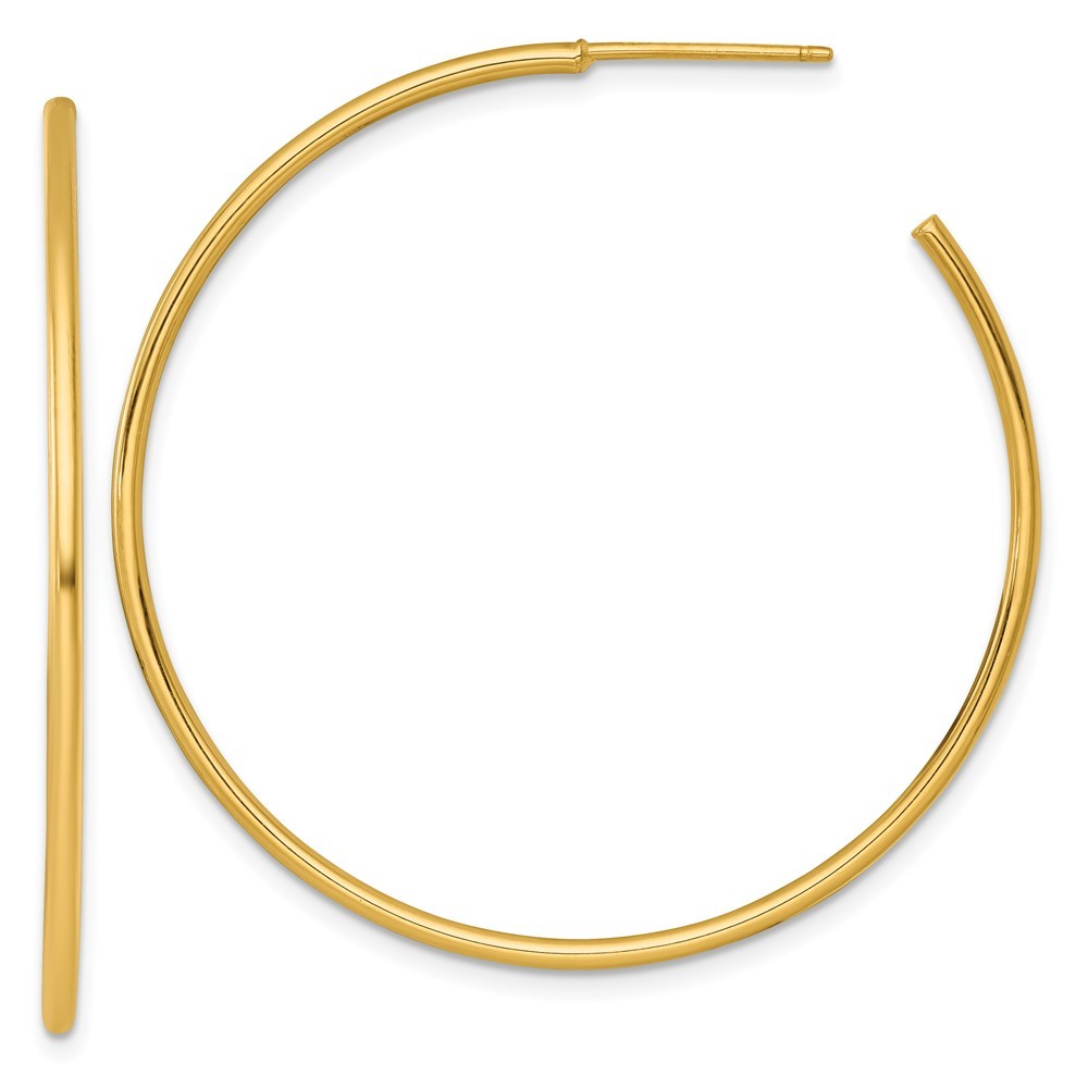 14k Yellow Gold Polished 1.5 x 45mm Solid C-Hoop Earrings