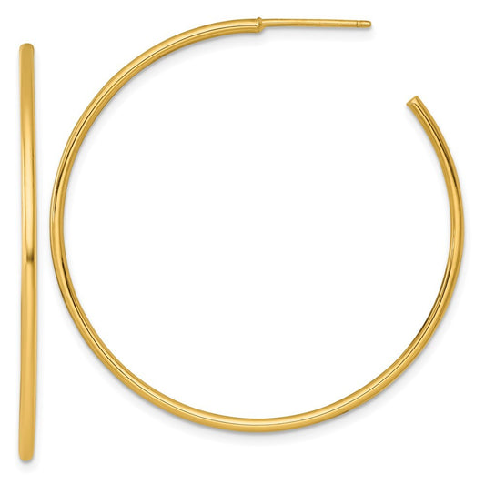 14k Yellow Gold Polished 1.5 x 45mm Solid C-Hoop Earrings