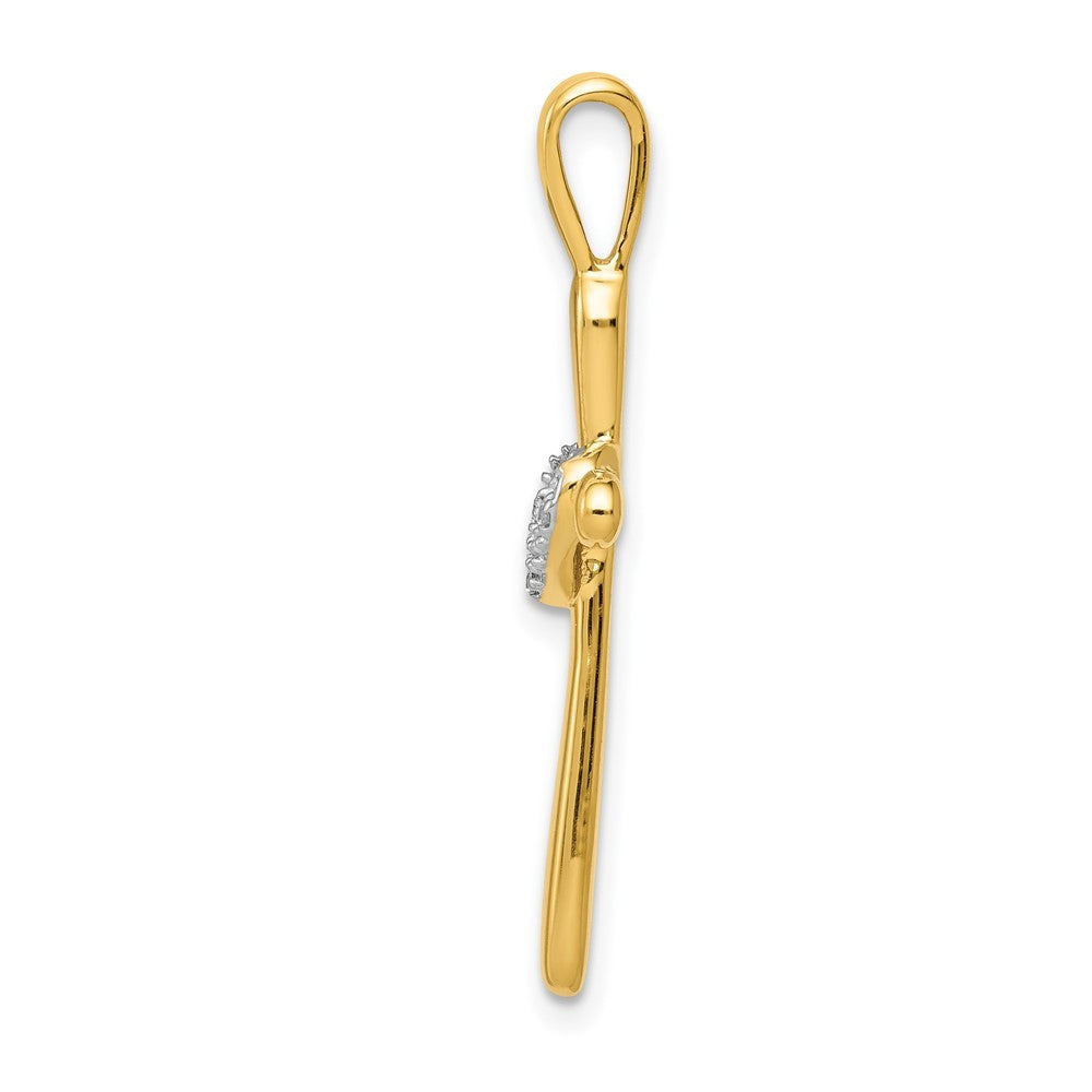 14k Yellow Gold Diamond Cross w/Heart Pendant