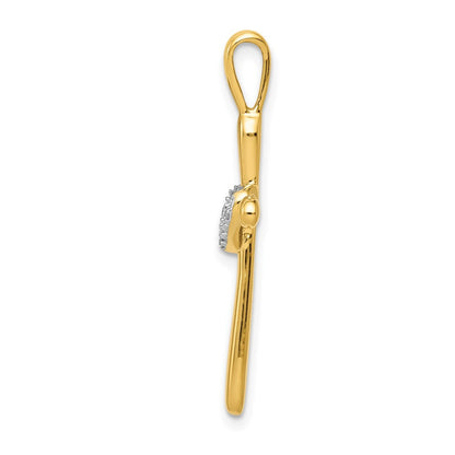 14k Yellow Gold Diamond Cross w/Heart Pendant