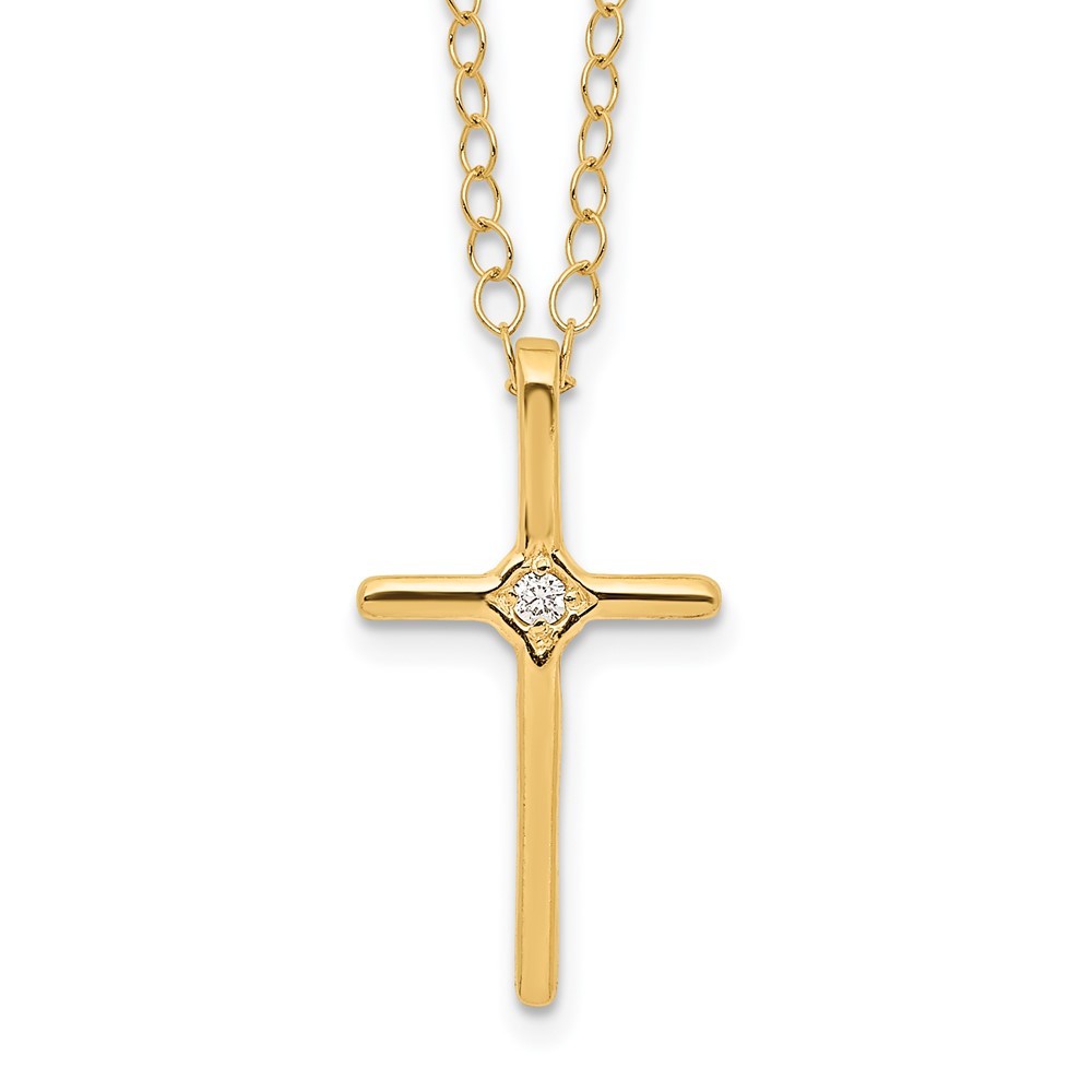 14k Yellow Gold Madi K .01ct Diamond Cross Necklace