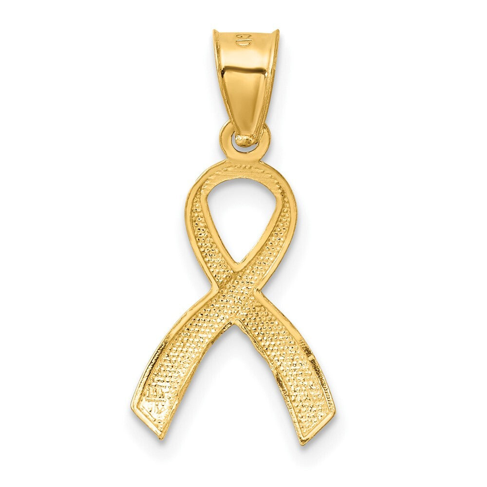 14k Yellow Gold Diamond-cut Awareness Pendant for Women