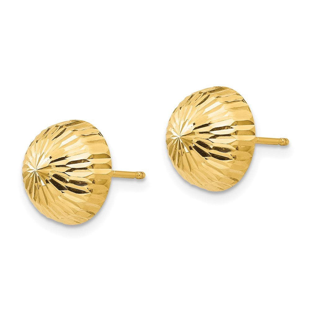 14k Yellow Gold Madi K Polished & Diamond-Cut 10mm Button Post Earrings