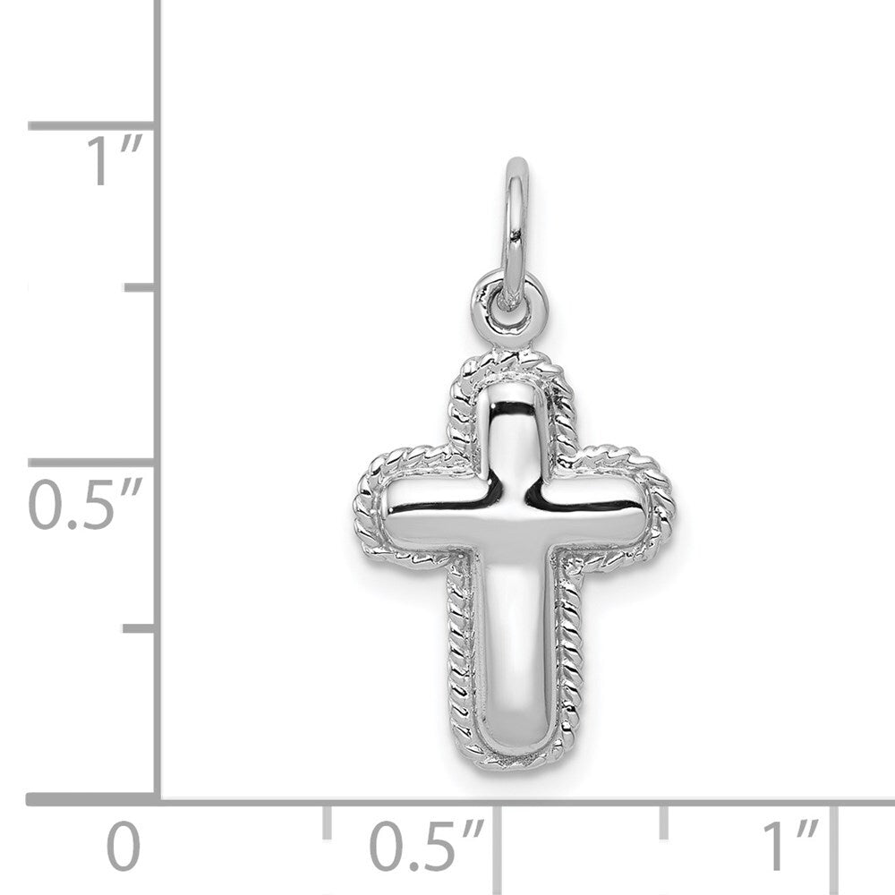 14k White Gold Polished Cross Charm Pendant for Women