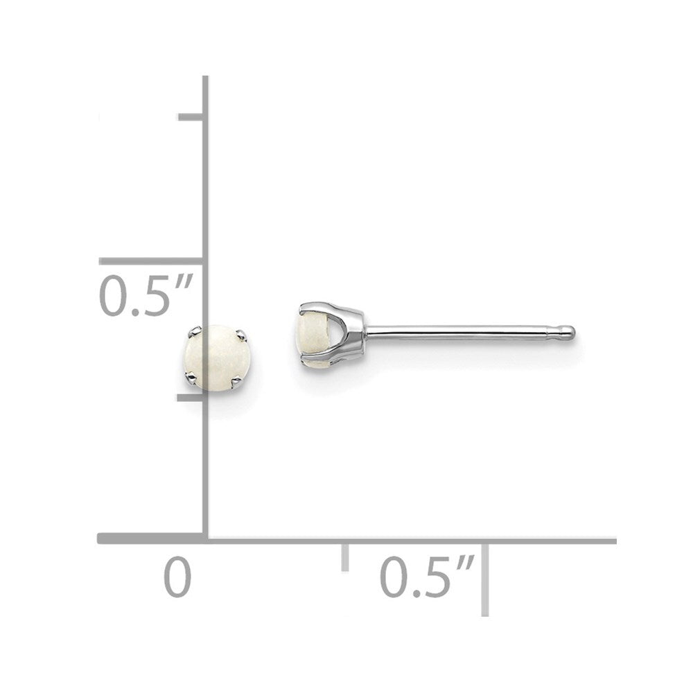 14k White Gold 3mm Opal Stud Earrings Gift for Women